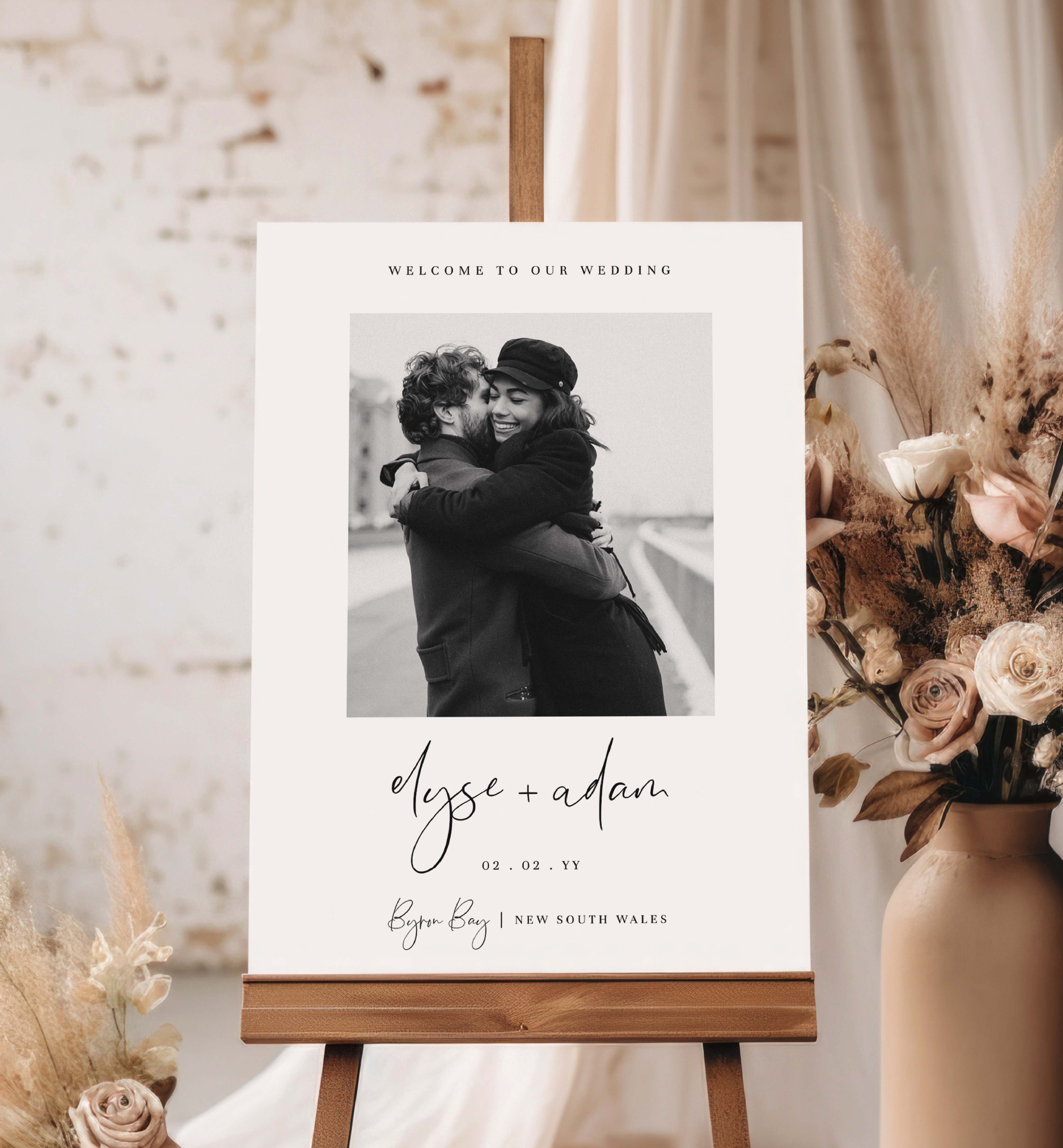 Gigi Script | Printable Photo Welcome Sign Template – Black Bow Studio