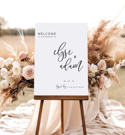 Modern Minimalist Wedding Welcome Sign Template, Printable Editable Wedding Welcome Sign, Wedding Reception Signage, Lucas Script