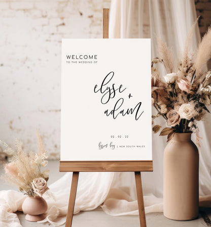 Modern Minimalist Wedding Welcome Sign Template, Printable Editable Wedding Welcome Sign, Wedding Reception Signage, Lucas Script