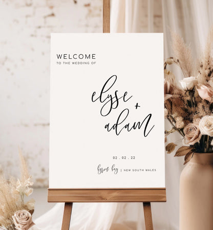 Modern Minimalist Wedding Welcome Sign Template, Printable Editable Wedding Welcome Sign, Wedding Reception Signage, Lucas Script