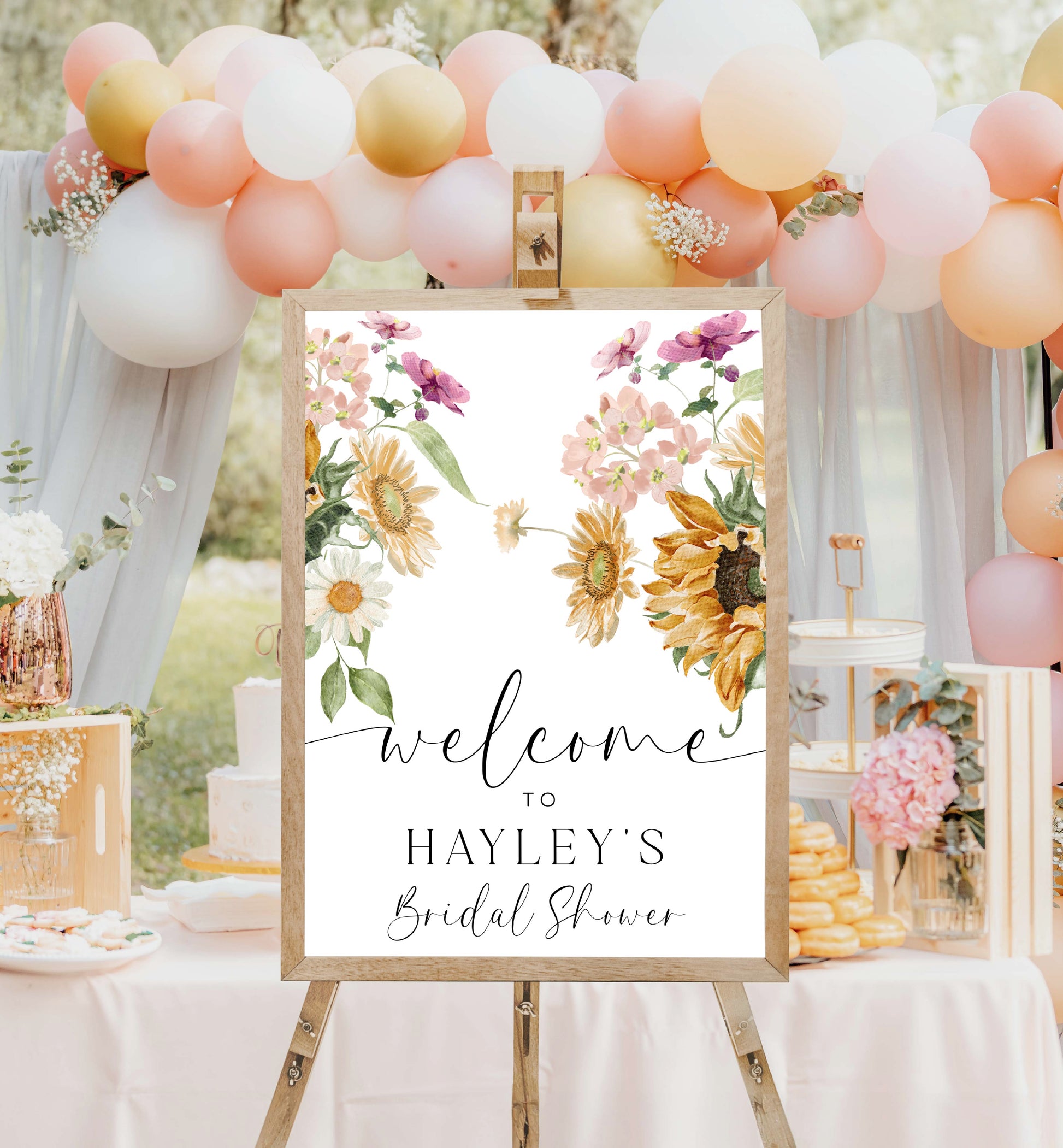 Sunflower Floral Welcome Sign, Printable Autumn Floral Bridal Shower Welcome Sign, Fall Baby Shower Welcome Sign, Fall Wedding Welcome, Mews