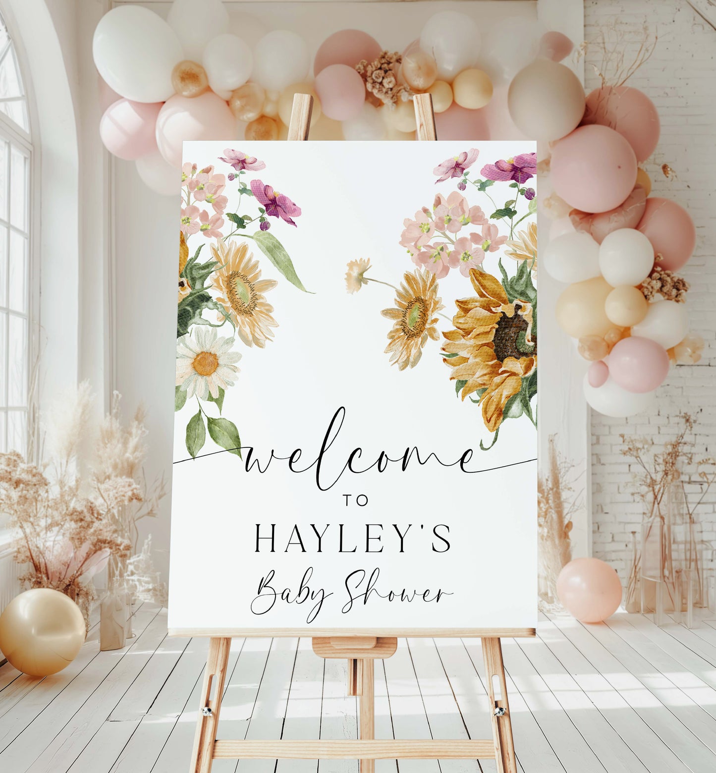 Sunflower Floral Welcome Sign, Printable Autumn Floral Bridal Shower Welcome Sign, Fall Baby Shower Welcome Sign, Fall Wedding Welcome, Mews