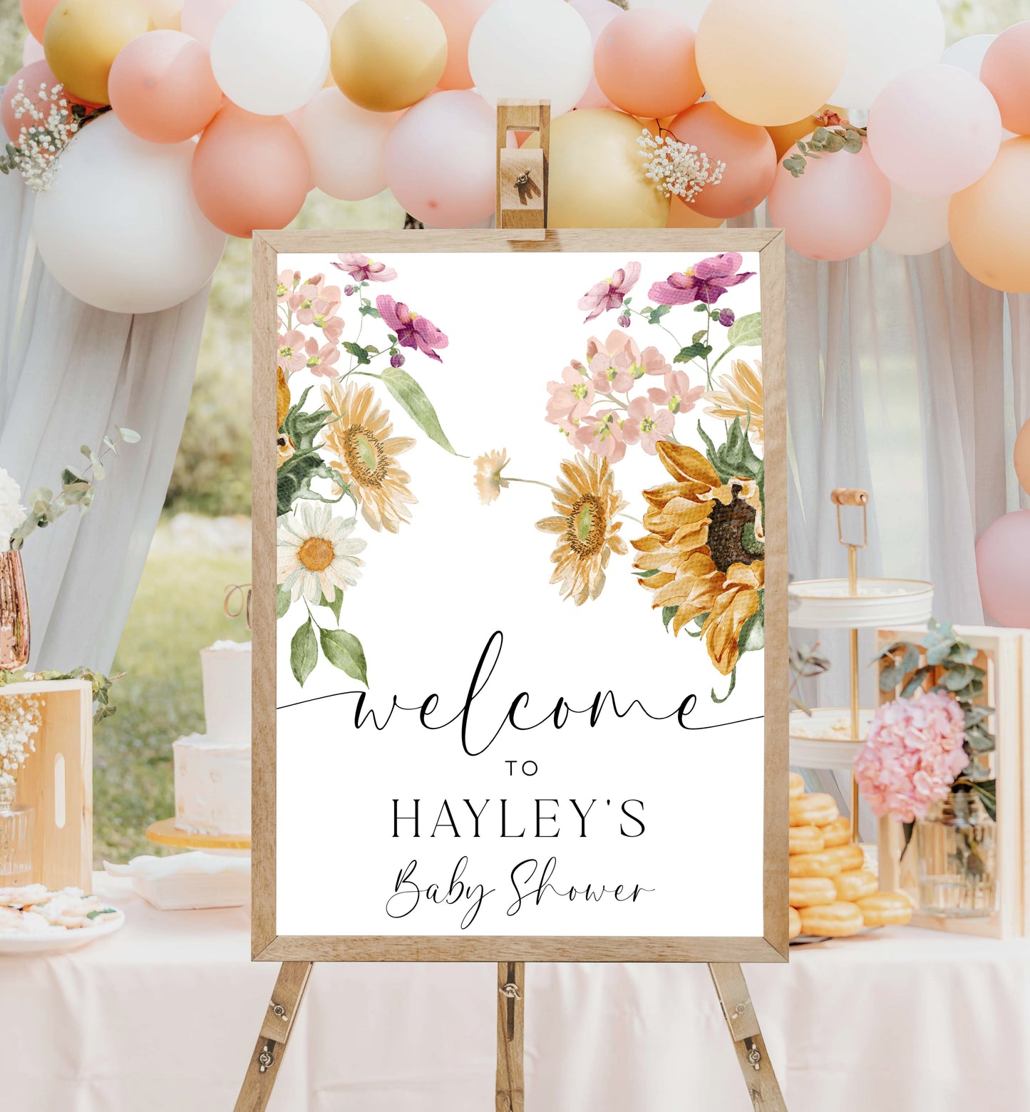 Sunflower Floral Welcome Sign, Printable Autumn Floral Bridal Shower Welcome Sign, Fall Baby Shower Welcome Sign, Fall Wedding Welcome, Mews