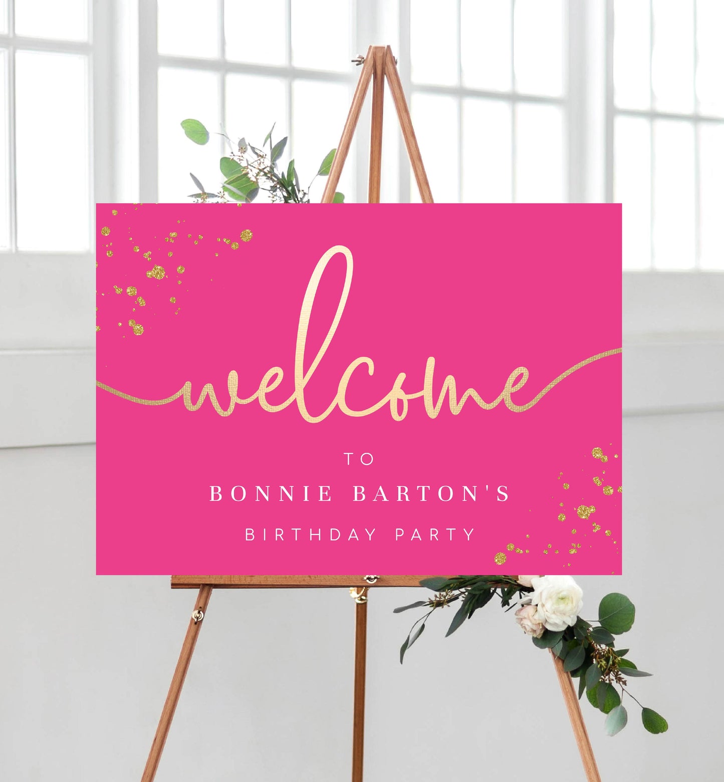 Paintly Hot Pink Gold | Printable Welcome Sign Template