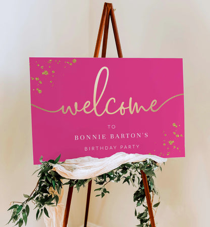 Paintly Hot Pink Gold | Printable Welcome Sign Template