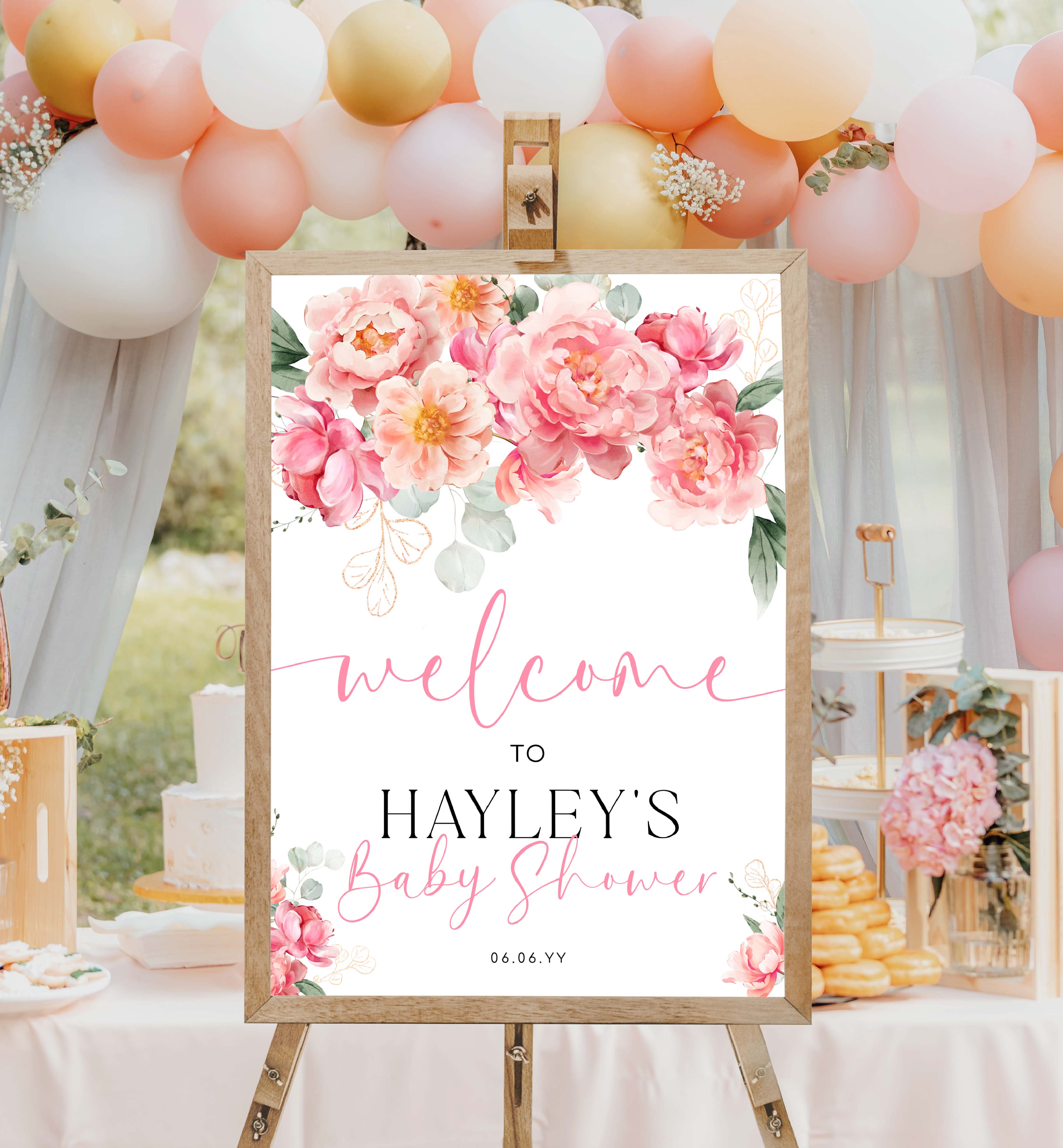 Piper Floral White | Printable Welcome Sign Template – Black Bow Studio