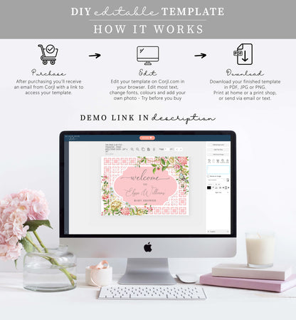 Trianon Pink | Printable Welcome Sign Template