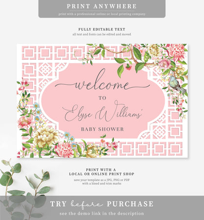 Trianon Pink | Printable Welcome Sign Template