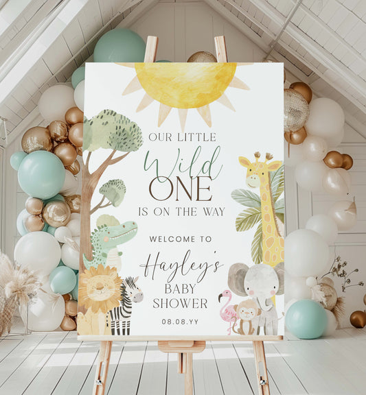 Wild One Baby Shower Welcome Sign, Printable Safari Boy Baby Shower Welcome Sign, Zoo Animal Welcome Sign, Jungle Animals Baby Shower, Nyala