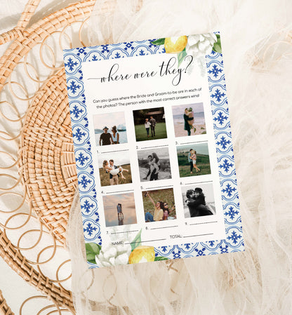 The Med Lemons | Printable Where Were They Photo Bridal Shower Game Template