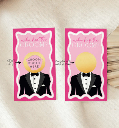 Celebrity Who Has The Groom Printable Bridal Shower Game, Scratch-off Find The Groom Game, Hot Pink Bridal Shower, Couples Shower, Wave