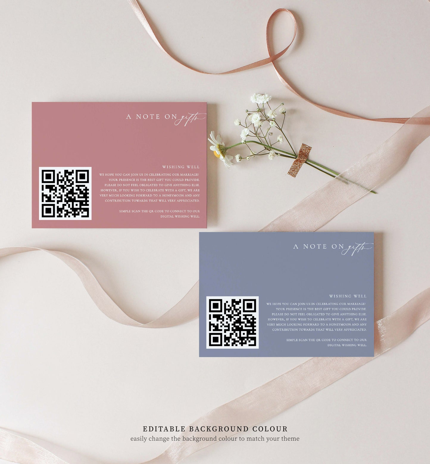 Ellesmere White | Printable QR Wishing Well Card Template