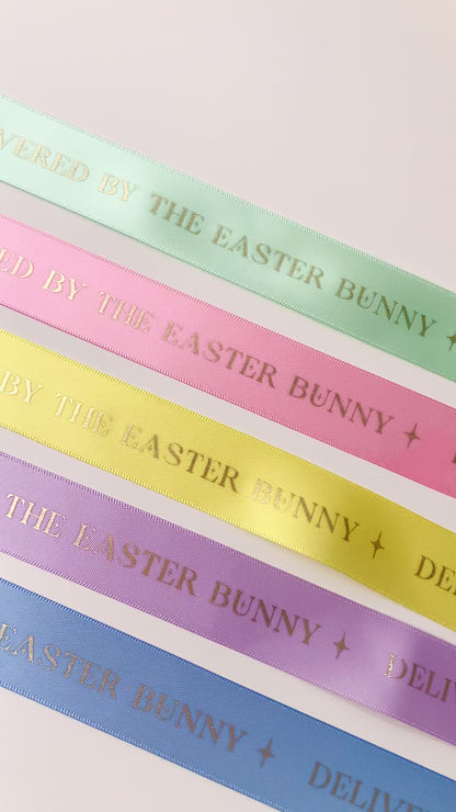 Delivered By The Easter Bunny Yellow Satin Ribbon - 3m