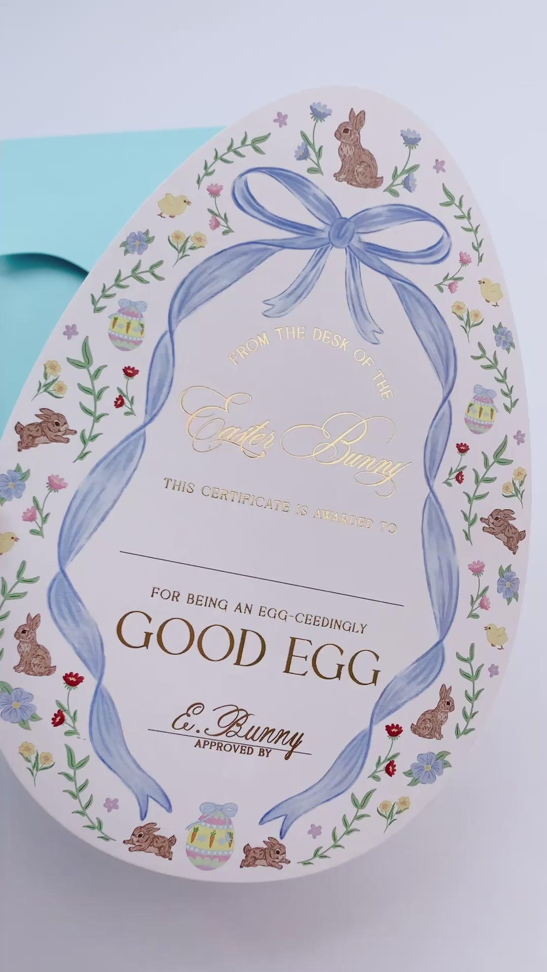 Easter Good Egg Certificate and Envelope, Easter Basket Gift, Approved By The Easter Bunny, From The Easter Bunny, Alternative Easter Gift