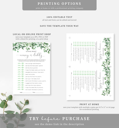 Everly Greenery | Printable Baby Shower Games Bundle