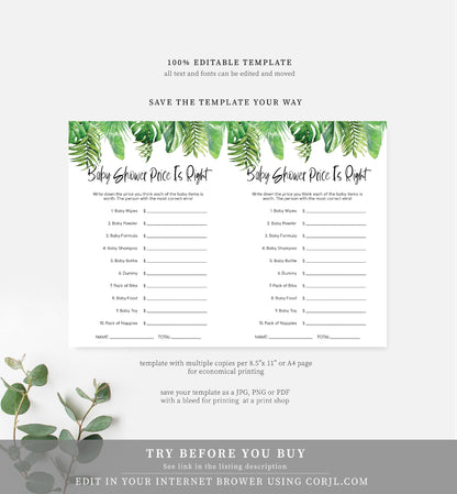 Nantucket Palm | Printable Baby Shower Games Bundle - Black Bow Studio