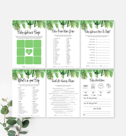 Nantucket Palm | Printable Baby Shower Games Bundle - Black Bow Studio