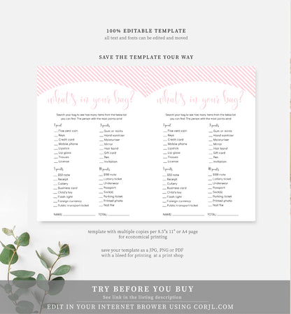 Stripe Pink | Printable Baby Shower Games Bundle - Black Bow Studio