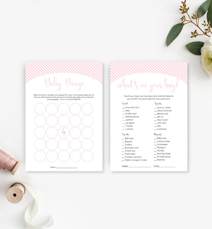 Stripe Pink | Printable Baby Shower Games Bundle - Black Bow Studio