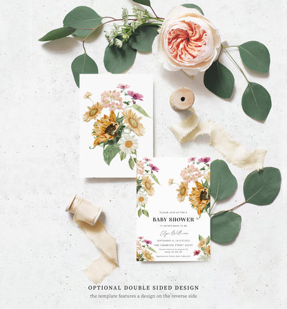 Mews Floral White | Printable Baby Shower Invitation