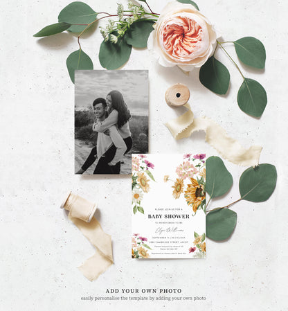 Mews Floral White | Printable Baby Shower Invitation