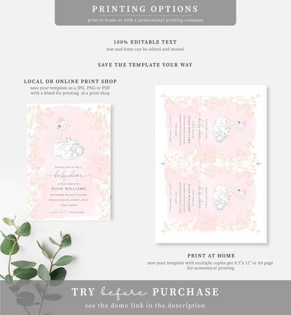 Odette Pink | Printable Baby Shower Invitation Suite - Black Bow Studio