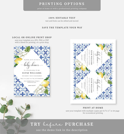 The Med Lemons | Printable Baby Shower Invitation Suite - Black Bow Studio