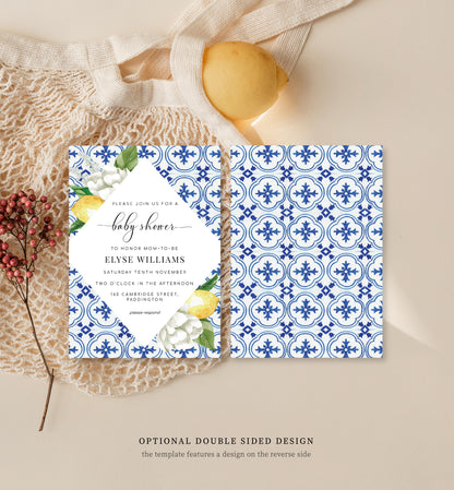 The Med Lemons | Printable Baby Shower Invitation Suite - Black Bow Studio