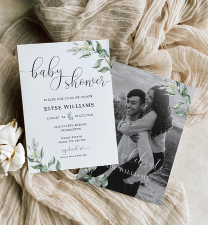 Muted Greenery | Printable Baby Shower Invitation