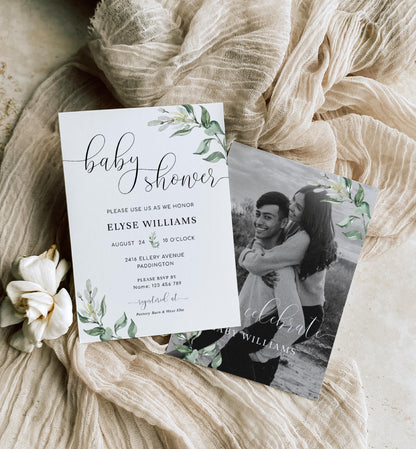 Muted Greenery | Printable Baby Shower Invitation Suite