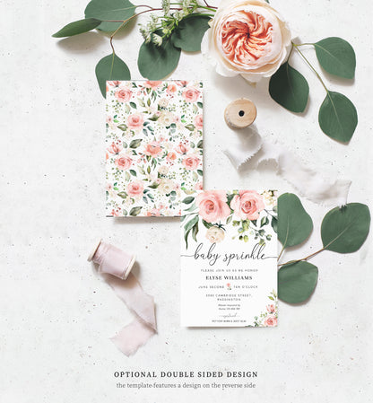 Darcy Floral Pink | Printable Baby Shower Invitation Template Suite