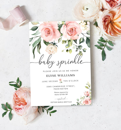 Darcy Floral Pink | Printable Baby Shower Invitation Template Suite