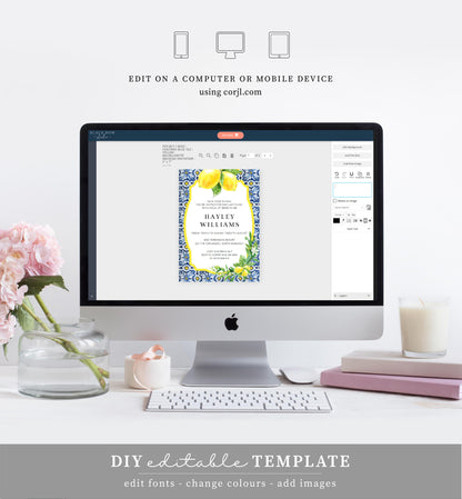 Positano Lemons | Printable Bachelorette Weekend Invitation Suite Template - Black Bow Studio