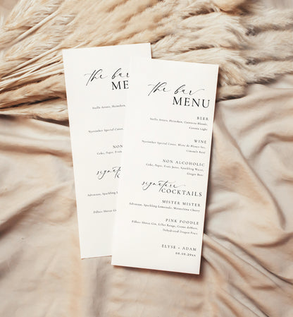 Ellesmere White | Printable Bar Menu Sign Template