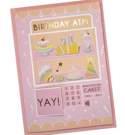 Birthday ATM Pink Gold | Birthday Greeting Card