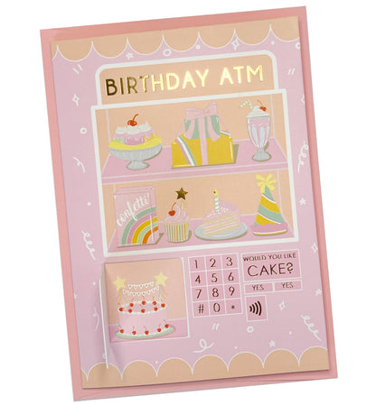 Birthday ATM Pink Gold | Birthday Greeting Card