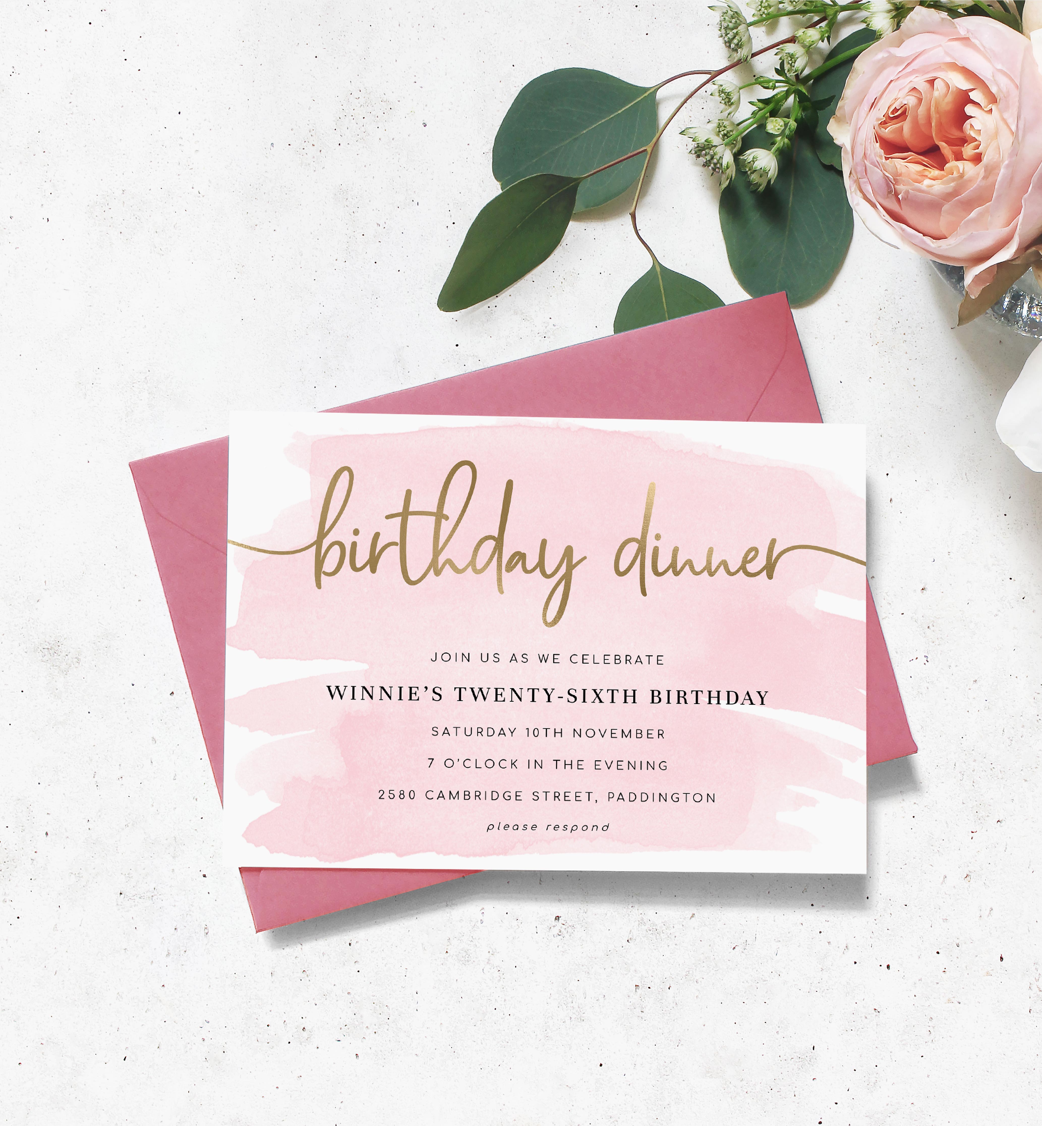 Birthday dinner outlet invitation