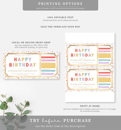 Dot Multi | Printable Custom Gift Voucher Template