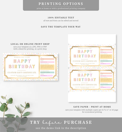 Dot Pastel Multi | Printable Custom Gift Voucher