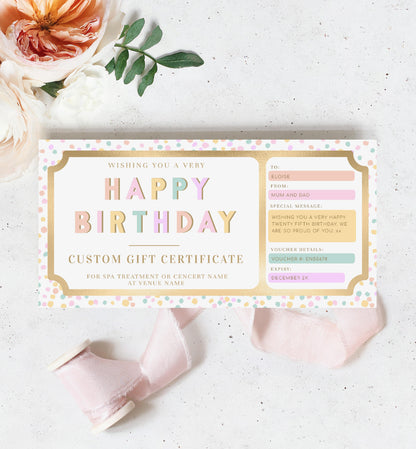 Dot Pastel Multi | Printable Custom Gift Voucher