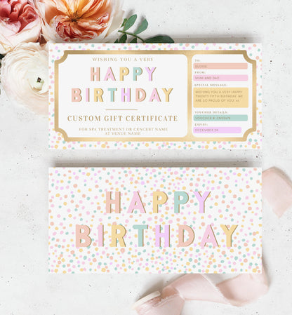 Dot Pastel Multi | Printable Custom Gift Voucher