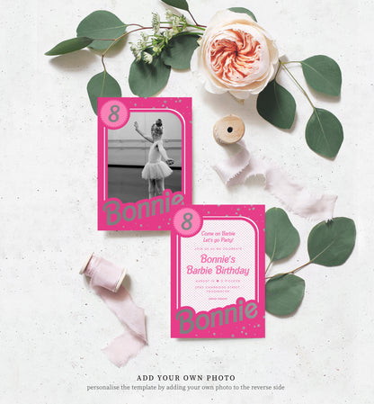 Barbie Party Hot Pink Silver | Printable Birthday Invitation Template