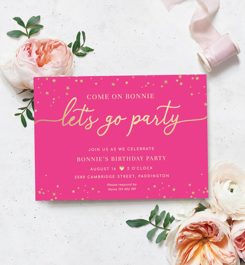 Hot Pink Barbie Party Printable Birthday Invitation – Black Bow Studio