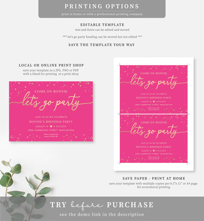 Paintly Hot Pink | Printable Barbie Birthday Invitation - Black Bow Studio