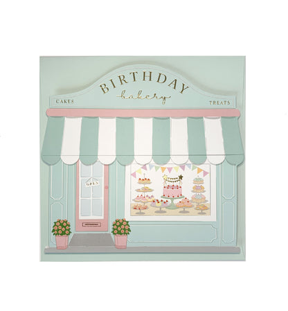 Birthday Bakery Blue Gold | Birthday Greeting Card