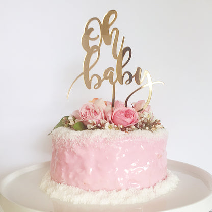 Cake Topper Gold Mirror Acrylic | Oh Baby - Black Bow Studio