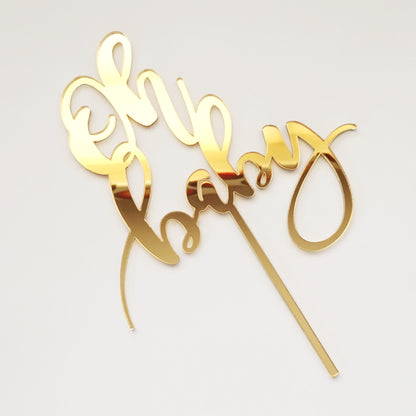 Cake Topper Gold Mirror Acrylic | Oh Baby - Black Bow Studio