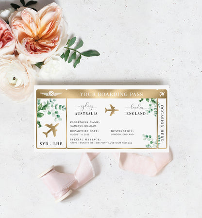 Ferras Blossom Greenery | Printable Boarding Pass - Black Bow Studio