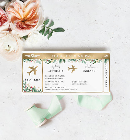 Merriment Christmas | Printable Christmas Boarding Pass - Black Bow Studio