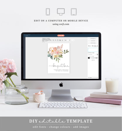 Cambridge Floral Multi | Printable Bouquet Bar Sign Template